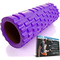 Foam Roller - Rodillo de espuma para masaje muscular (Libro de ejercicios incluido) diseño de rejilla para accionar la…